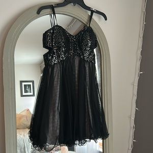 Black strapless dress with cutouts